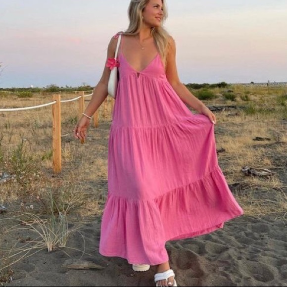 Zara Tiered Chiffon Midi Dress NWT - Picture 1 of 16